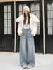 2026 Retro American Wide-Leg Curved Jeans: New Floor-Length Loose Straight-Leg Style for Spring & Autumn