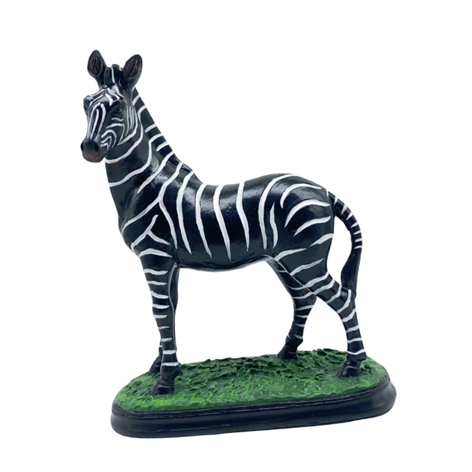 

Resin Zebra Art Figurine Lifelike Animal Statue House Decor Ornament for Aesthetic Room Decoration чорний