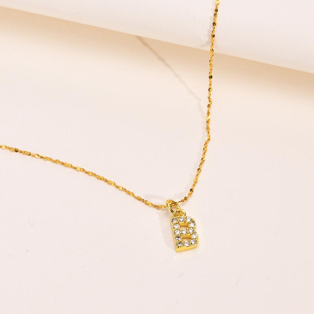 A-Z Initial 26 Letters AAA Cubic Zirconia Pendants Necklace For Women, Stainless Steel Dainty Charm Necklaces Fashion Jewelry