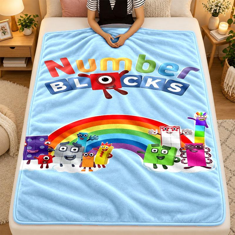 Flannel BlanketNumberblocks Warm Soft Throw Blanket for Indoor Sofa Bed Living Room Use