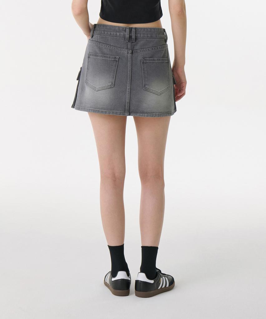 Musinsa Standard Woman Women'S Front Open Denim Cargo Mini Skirt [Gray]