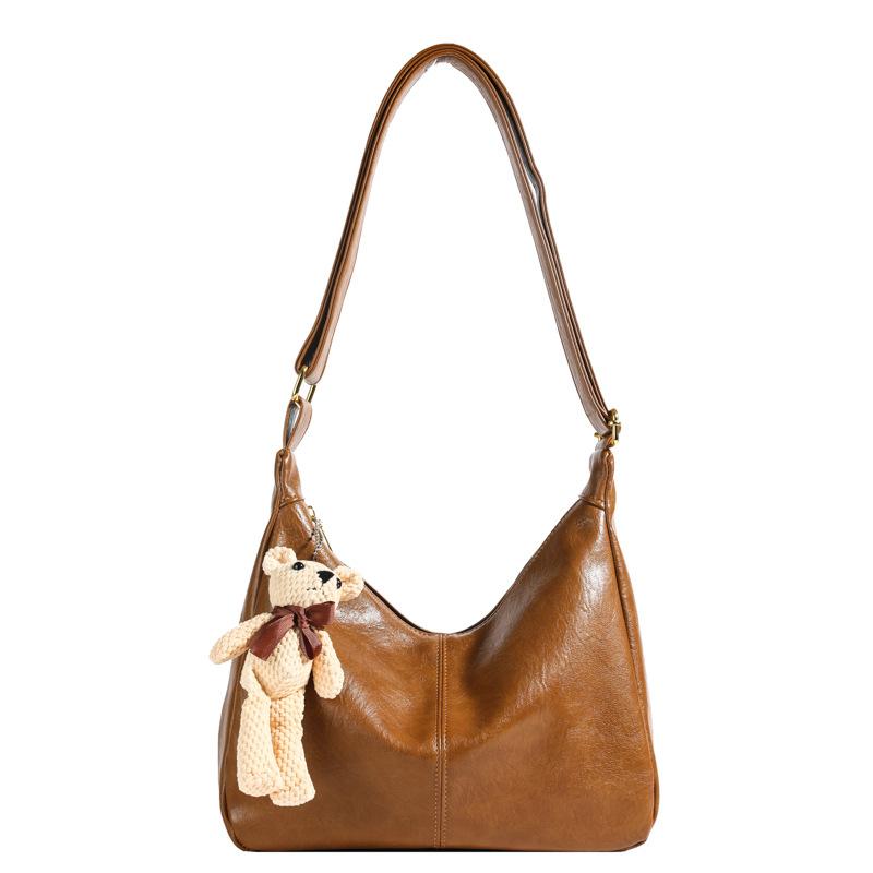 Fashion Commuter Maillard Bag Women's New High-end Retro Messenger Bag Large Capacity Underarm Tote Bag