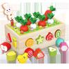 Wood Multi-Functional Children'S Educational Fruit Animal Shape Building Block Pulling Radish Pairing Farm Intelligence Car Toy