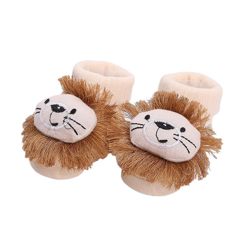 Baby Cotton Socks for Boy and Girls 0-12M Lovely Plush Cartoon Lion Decor Socks Infant Soft Skin-Friendly Absorbent Casual Socks