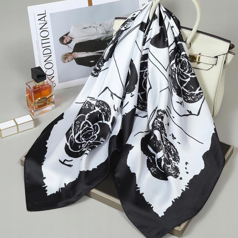 Scarf with print, women' synthetic silk, gift scarf, 70x70