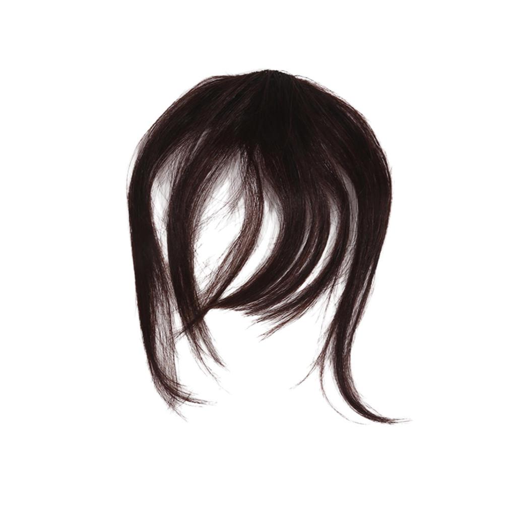 Human Bangs Natural Brown Middle Part Wispy Bang Hair Clip In Bangs Fringe Hairpiece for Women Clip On Air Bang