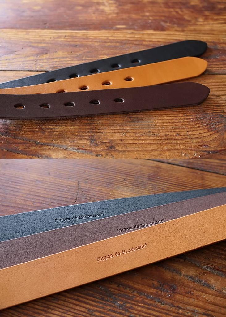 Nipponde Handmade Genuine Made In Obi BLLB0795 40mm Belt, Leather, Men's, Women's, Casual, Japan, Only, Replacement, Cowhide, (Brown (Screw Gold),