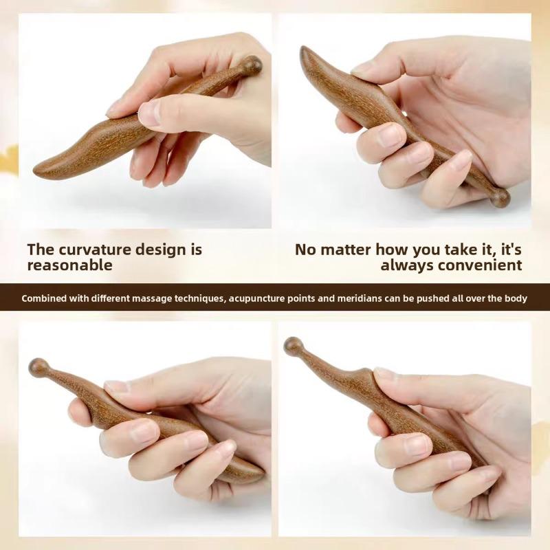 Natural Teak Massage Acupoint Stick, Stretching Stick, Multi-functional Meridian Foot Bottom Massage Stick