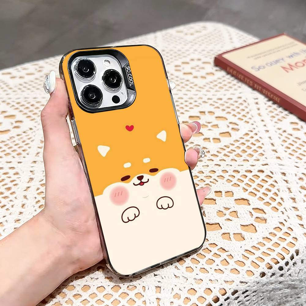c-Corgi Pet Cute Dog Cartoon  Phone Case For iPhone 17,16,15,14,13,12,11 Plus,Pro Max,XS,Colored silver phone case