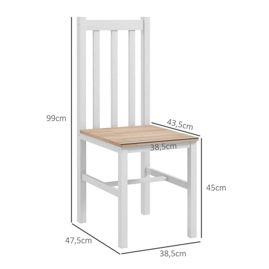 Set of 4 Kitchen Chairs Dining Chairs Chairs, Solid Wood, Modern Design, 38.5 cm x 47.5 cm x 99 cm, Natural