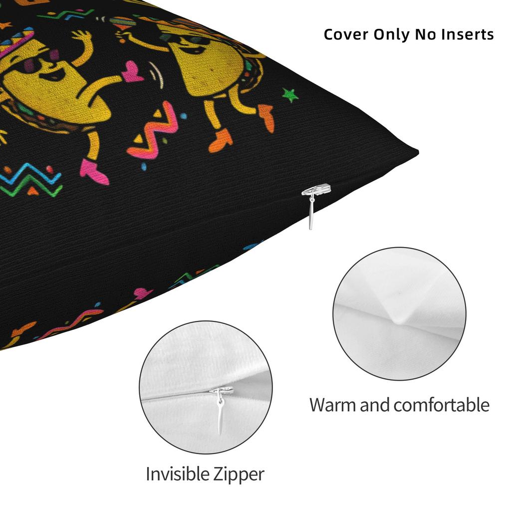 Let'S Fiesta Party Printed Pillow Cover Mexican Amigo Cinco De Mayo Sombrero Soft Cushion Cover Vintage Pillow Case