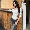 European and American Women's Clothing Summer New Fashion Personality Spice Girl Temperament Versatile Slim Fit Solid Color Short-sleeved T-shirt Top
