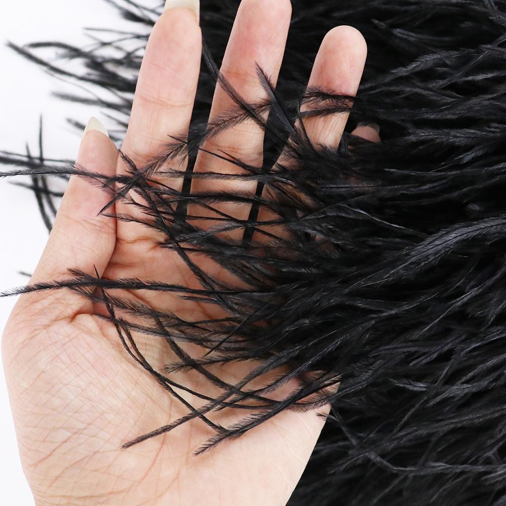 Feather1M Fluffy White Ostrich Feathers Trim Fringe 8-10cm Wedding Party Decoration Feather Ribbon for Dress Clothing  Sewing Crafts