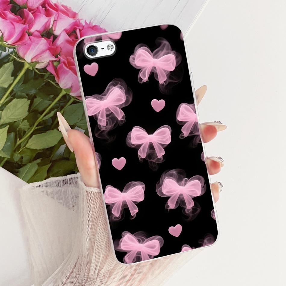 For iPhone 5 5s SE (2016) 4 4s Cute Flower Butterfly Cat Painted Case For iPhone5 iPhone4 Soft Silicone TPU Phone Cases