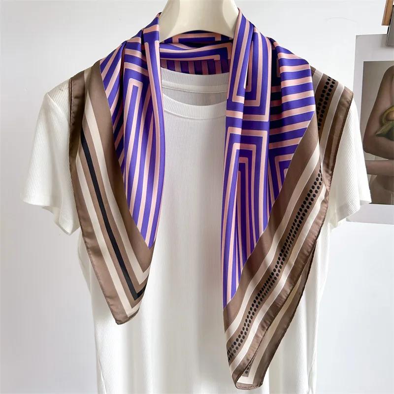 Women Luxury 70*70Cm Silk Square Scarf Women Soft Satin Hairband Neckerchief Tie Female Headband Foulard Bag Ribbon Travel Scarf