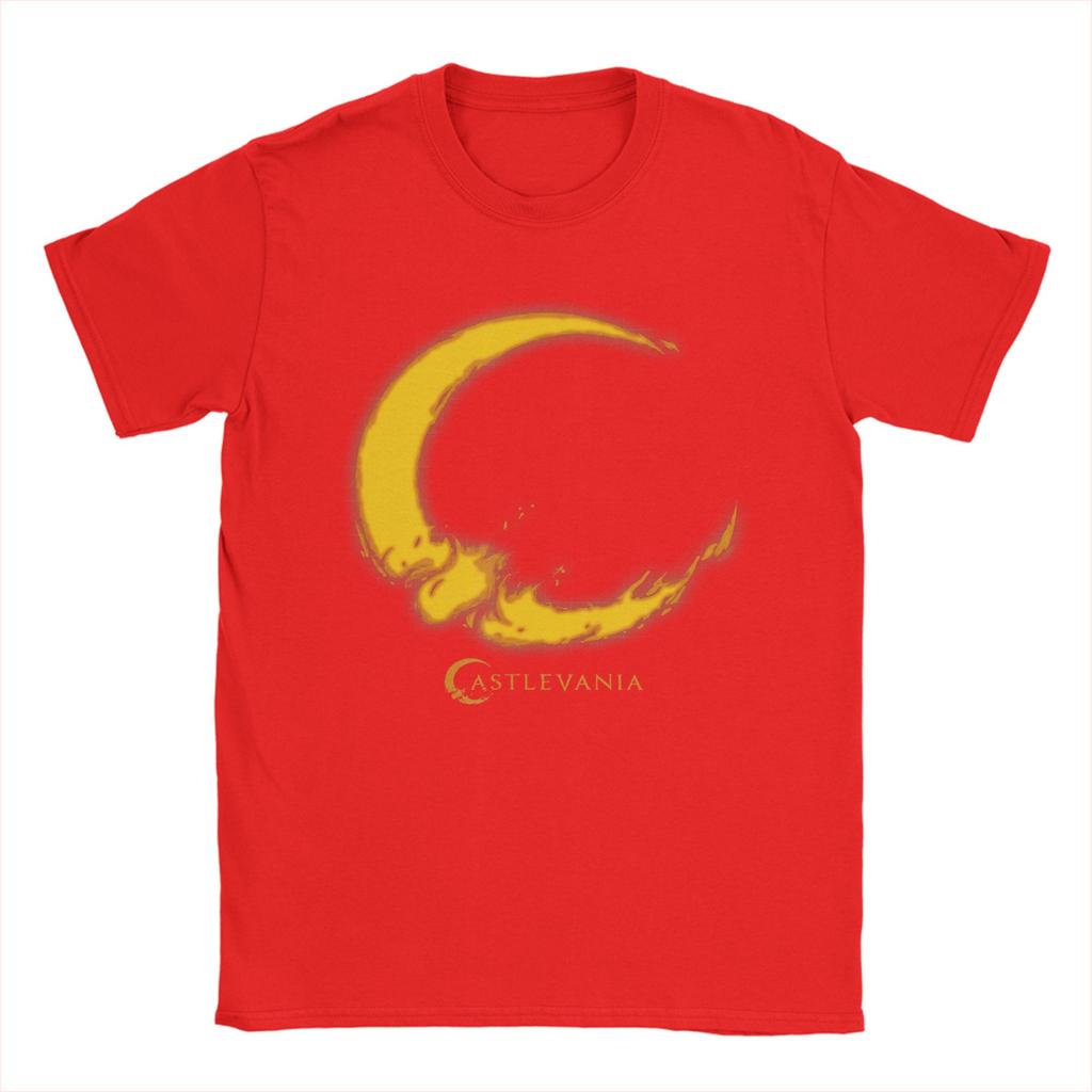Castlevania Crescent Moon Fire Logo Hipster T Shirts  Pure Cotton Tee Shirt for Man Y2K Classic Loose Short Sleeve Clothing