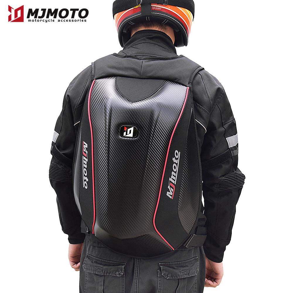 Carbon Fiber Motorcycle Backpack Motocross Helmet Bag Waterproof Motorsport Riding Backpack Expandable Hard Shell Bag Reflective