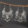 Vintage Katzenohrringe Einfach Silberfarben Metall Hängeohrringe für Damen Schmuck