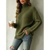 Womens Loose Knit Sweater Pullover Round Neck Solid Color Long Sleeve Casual Top Winter