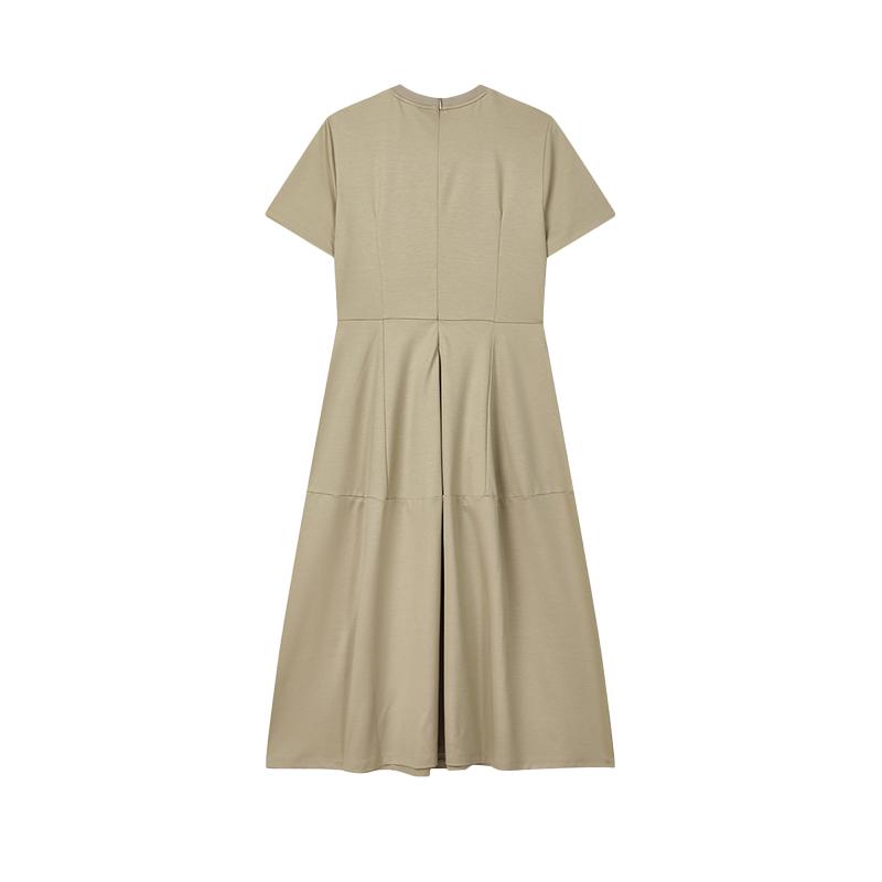 Fila Business Minimalist Fashion Short Sleeve Dress Women Dresses Light-Chocolate F51W439301FBN