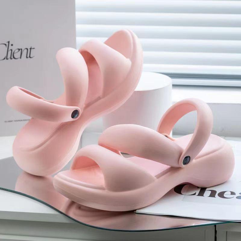 

2024 Женские тапочки с флоковым узлом, женские повседневные шлепанцы с открытым носком, женские летние туфли на платформе и плоской подошве для женщин, удобная обувь 40 розовый