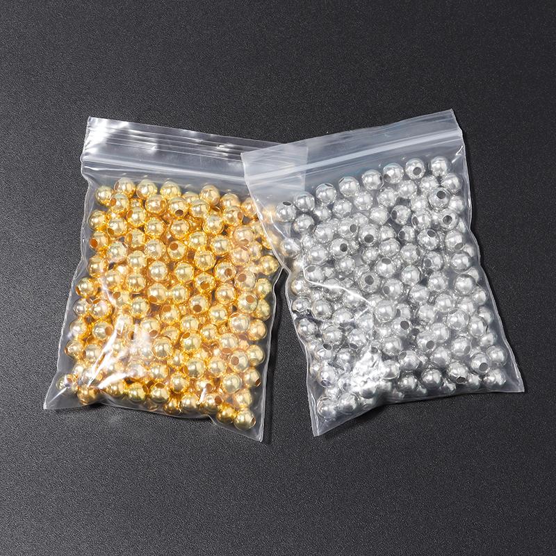 20-500pcs/lot Round Tone Metal Beads Iron Smooth Loose Ball Beads for Jewelry Making Beads DIY Bracelet Necklace Wholesale