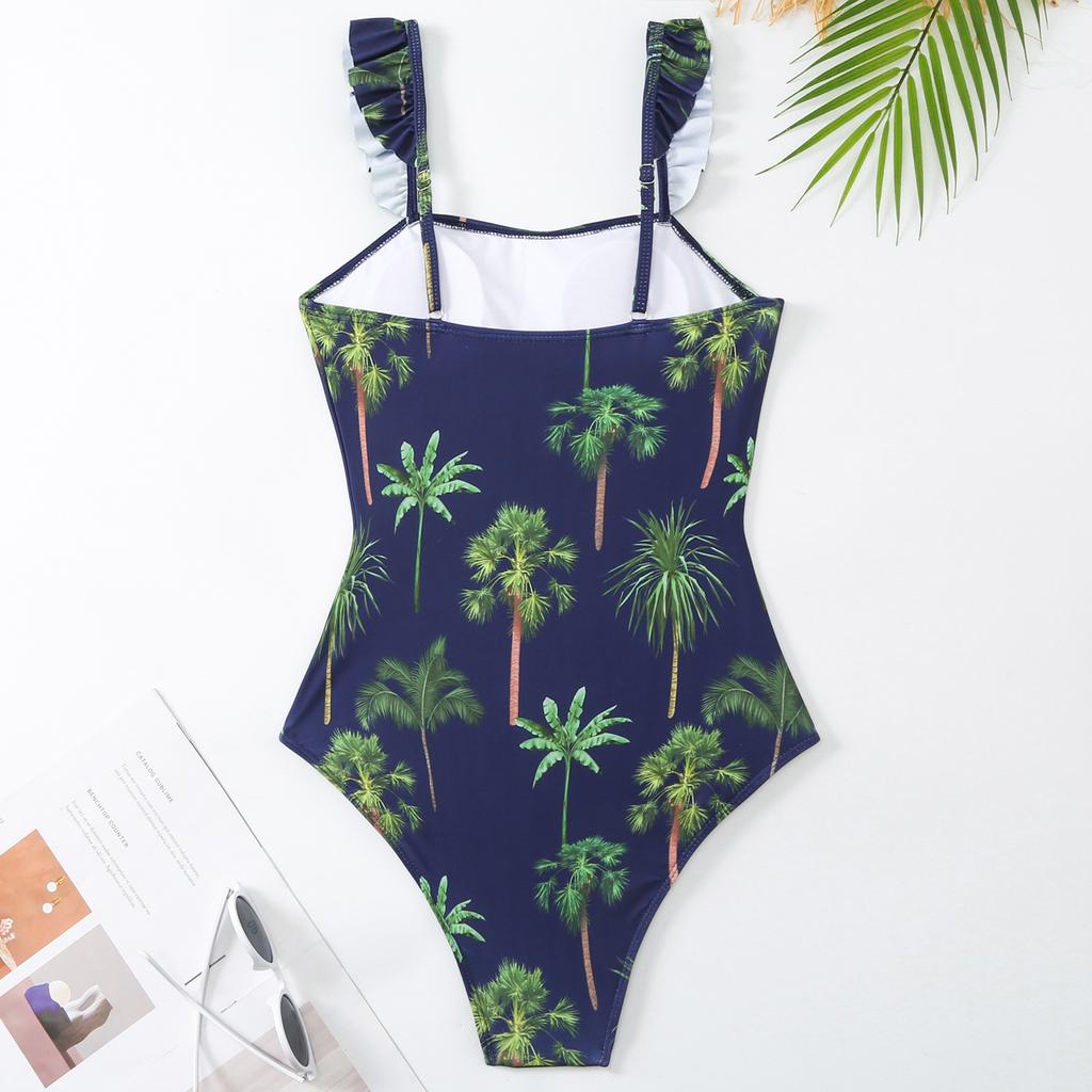 New Sexy New Printed One-piece Swimsuit Women's French Retro Style Swimsuit Set