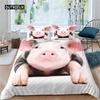 Cute Pig Duvet Cover Kawaii Pig Bedding Set Polyester Pigs Floral Comforter Cover Twin King For Teen Boy Girl Gift Room Decor