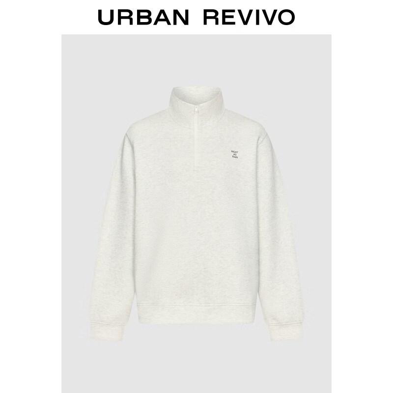UR Men's Stand-Collar Half-Placket Letter Embroidery Sweatshirt