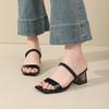 Fashion High Heels Sandals for Women 2025 New Summer Thick Heeled Outdoor Slippers Woman Plus Size Fashion Square Toe Sandalias Mujer