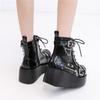Fashion Brand New Ladies Goth Platform Ankle Boots Fashion Buckle Zip Rivet Punk Wedges High Heels Womens Boots Party Street Woman Shoes