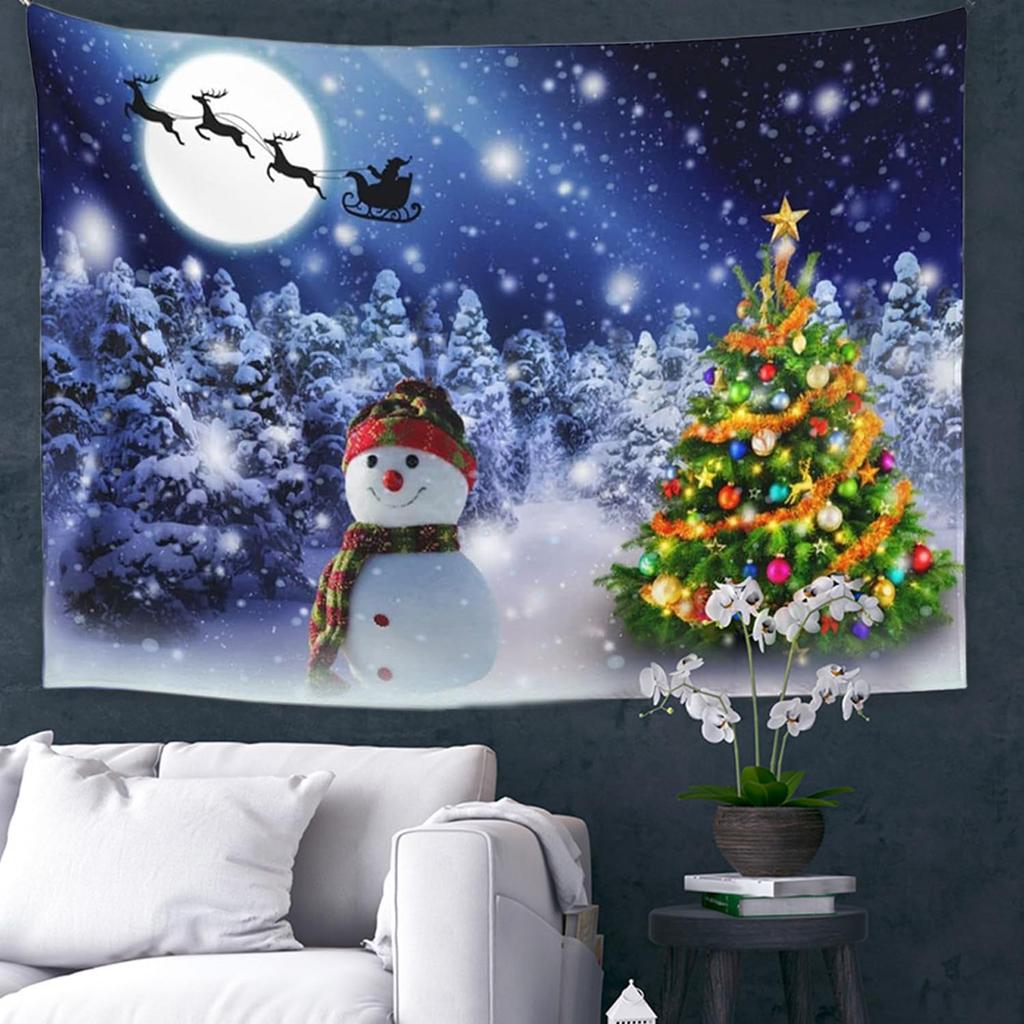 Merry Christmas Tapestry Winter Fireplace Tapestry Christmas Tree Gifts Wall Hanging Home Living Room Bedroom Dorm Tapestries