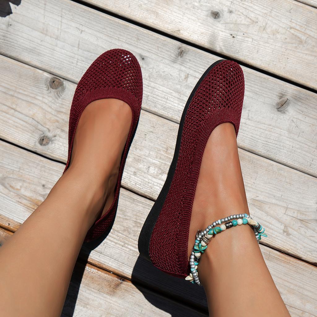 Große runde Zehenpartie mit flacher Sohle, Einzelschuhe, Damen-Bohnenschuhe, Sport- und Freizeitschuhe