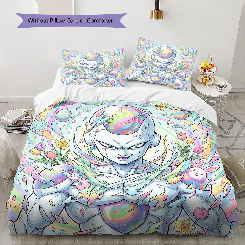 Easter Frieza Pattern Bedding Quilt Set Quilt Cover Pillowcase Home Decoration Birthday Gift (1 * duvet cover + 2 * pillowcase, without core)