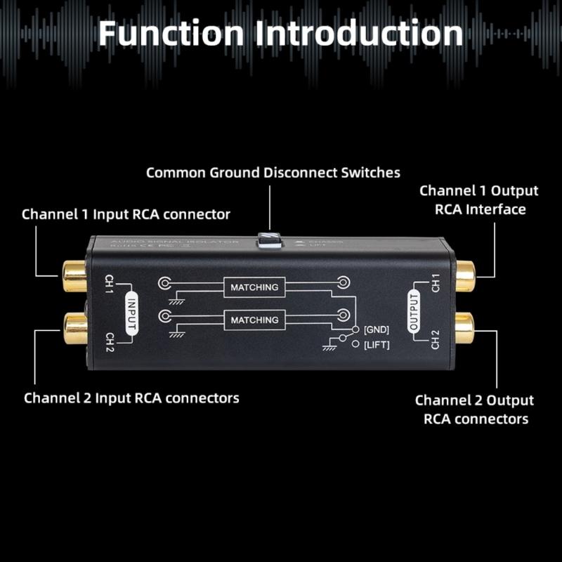 Stereo-Musiksignal-Isolator Line-Isolator mit vergoldeten Steckverbindern für klare Klangübertragungsqualität
