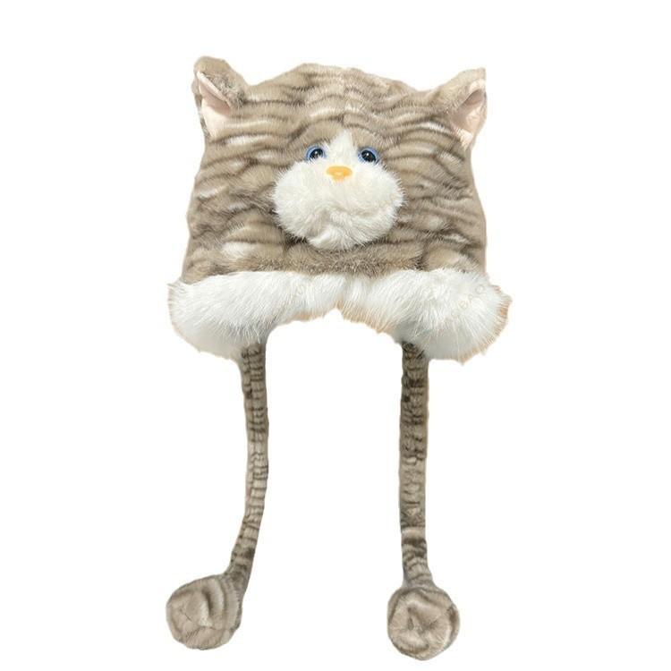 

Зимняя теплая мягкая милая плюшевая шапка Гарфилда с жужжащими ушками, женская, от холода, закрывающая лицо, с защитой маленьких ушек, в тренде average size