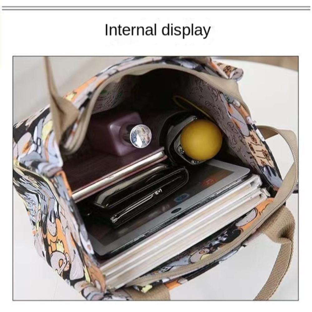 Canvas Lunch Bag Cute Printing Portable Canvas Bag Colorful Picnic Bag