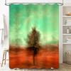 Green Earthy Shower Curtain with Abstract Artistic Design for Bathroom Decorations Orange Red Colorful Print