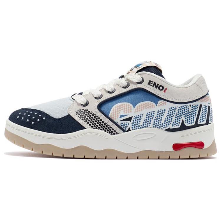 Li Ning CF Tracing The One Classic Slip Resistant Abrasion Resistant Low top Skateboard Shoes Men's White Blue AGCR349-2