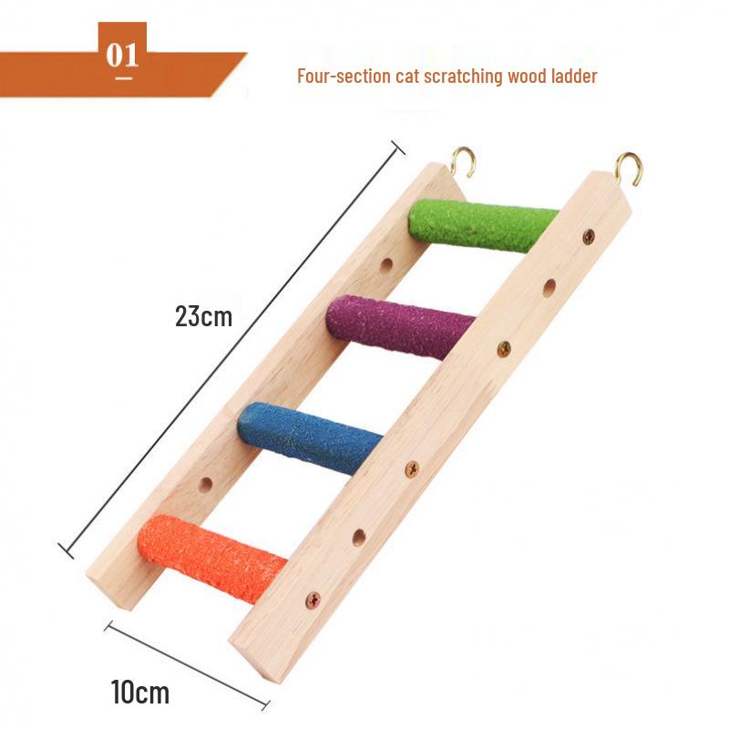 Budgie Toys Wooden Climbing Rope Ladder - Peony Interactive Swing & Beak Grinder for Small Birds In Birdcages
