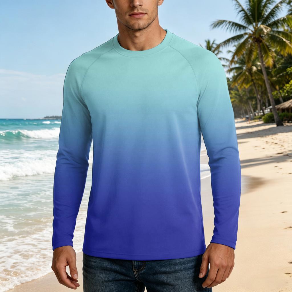 Herren Langarm UPF50+ Sonnenschutzshirt Leicht Atmungsaktiv Schnelltrocknend Outdoor Freizeit Oberteil für Sommeraktivitäten