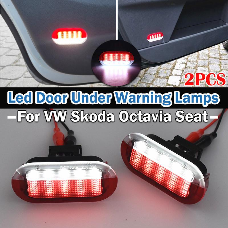 

2Pieces For VW Golf MK3 MK4 Jetta Beetle Touran Polo Vento White/Red Led Door Courtesy Lights Under Warning Lamps For Skoda Seat