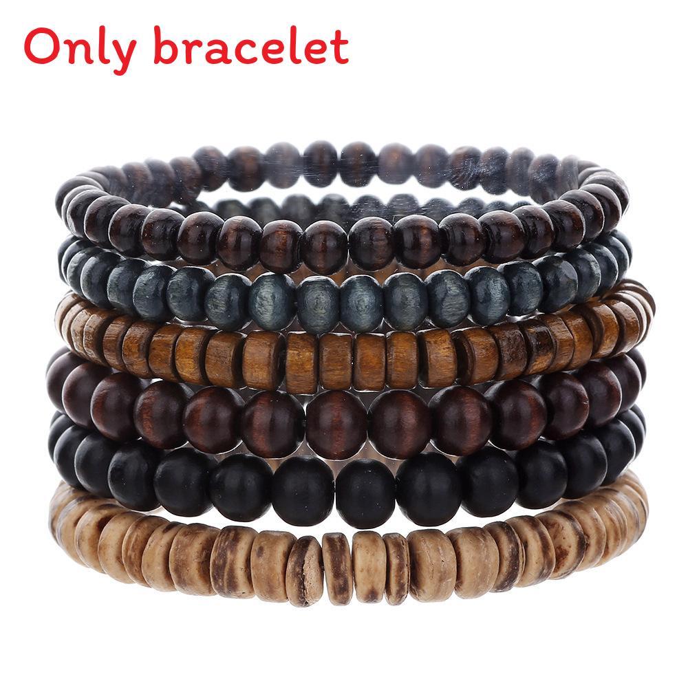 Handgefertigte Geometrische Kokosnussschalen-Perlenarmbänder für Männer und Frauen mit mehrlagigem Design