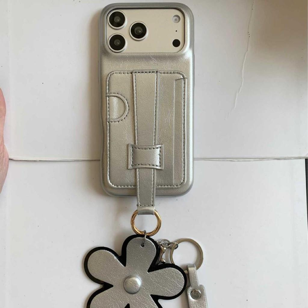 Flower Wrist Strap Card Holder & Coin Purse for iPhone 17 Pro Max/15 Pro/14 Case (Women's)