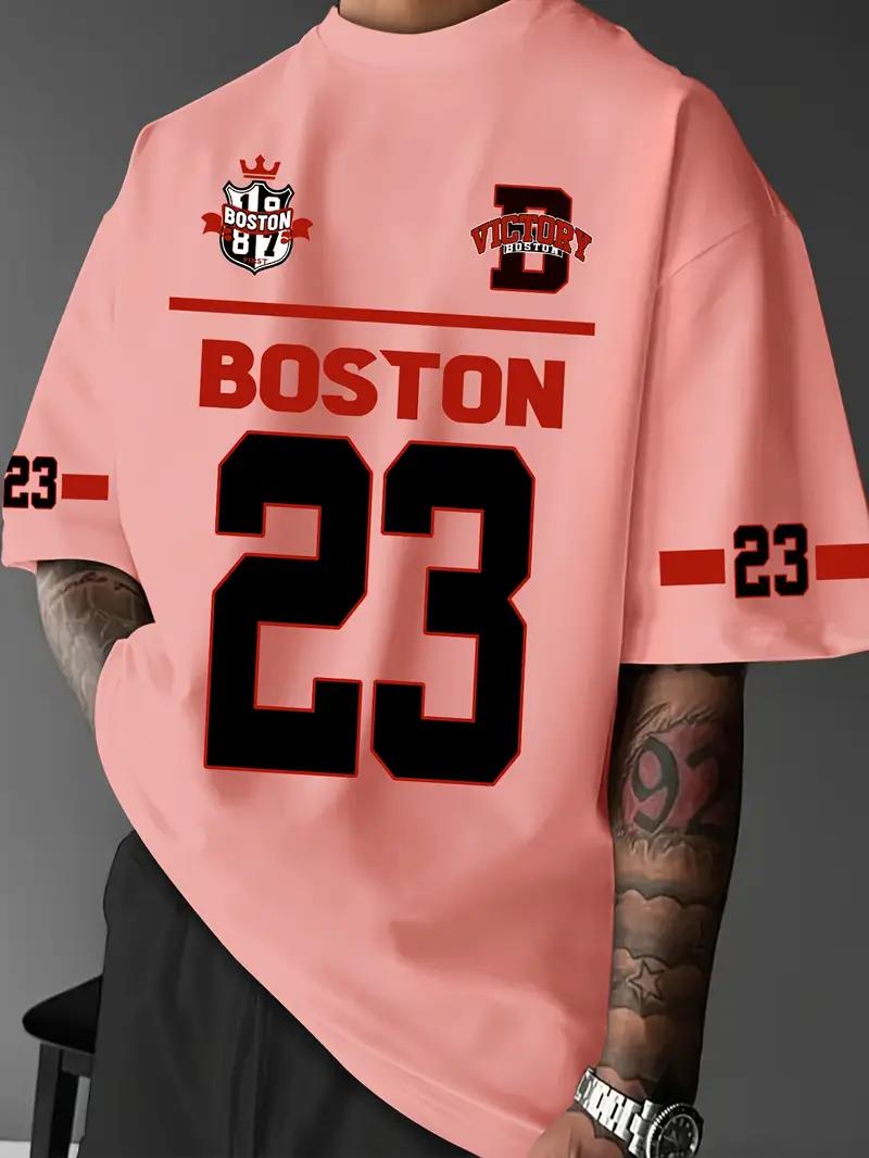 

Men s 23 Boston Print Tee T-Shirt Short Sleeve Sports Women s T-shirt Unisex Casual Daily Wear Summer Men s Racing T-shirt 4XL