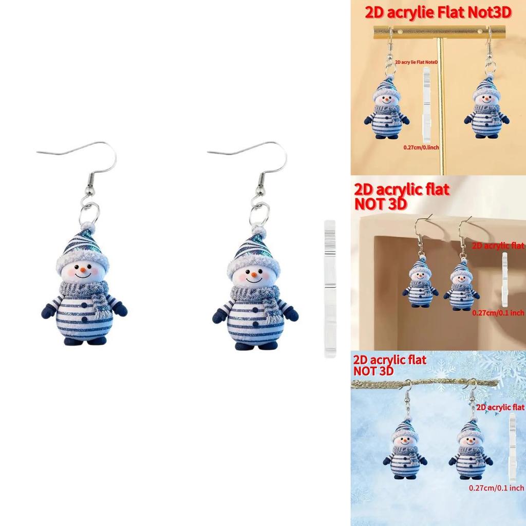Festive Snowman Acrylic Jewelry With Printed Design For Holiday Gift Giving