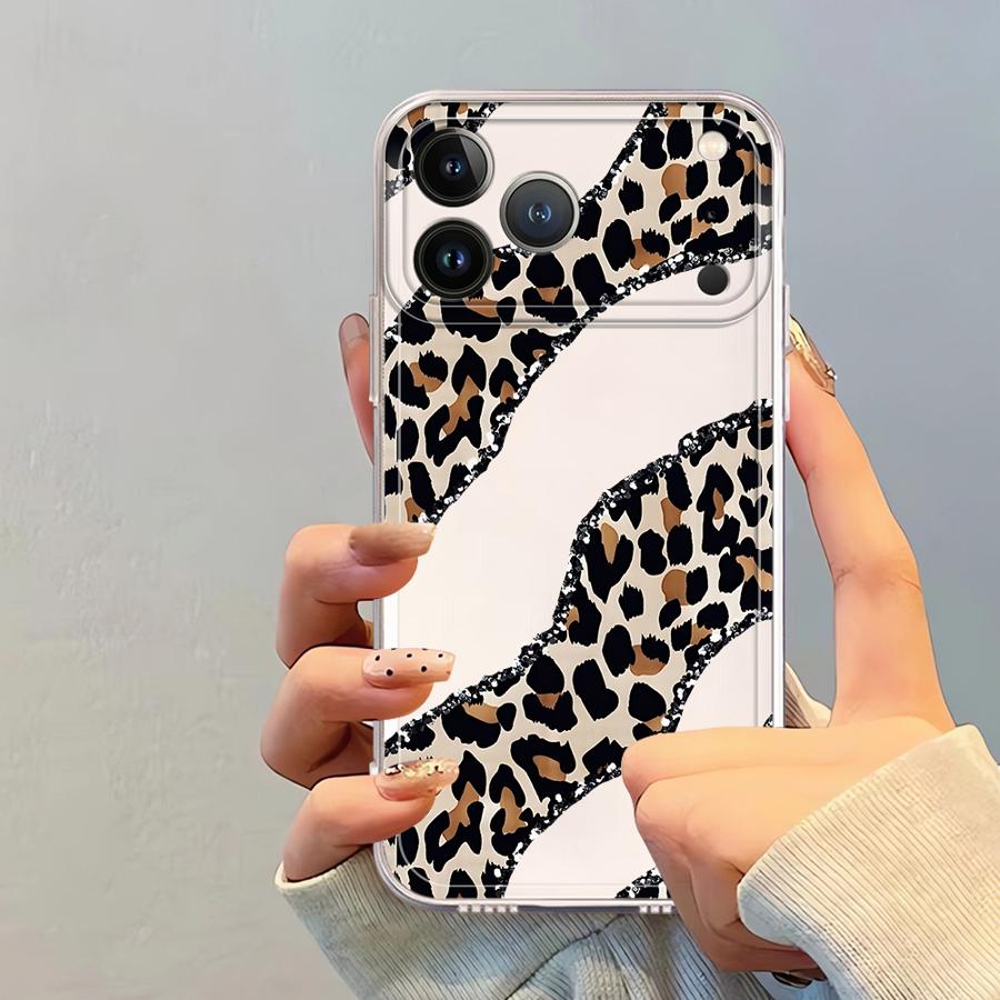 Soft Phone Cover Case for iPhone 17 Pro Max 14 Plus 7 8 XR 11 12 Mini 16 XS Max Air 13 Pro 15 Minimalist Leopard Print