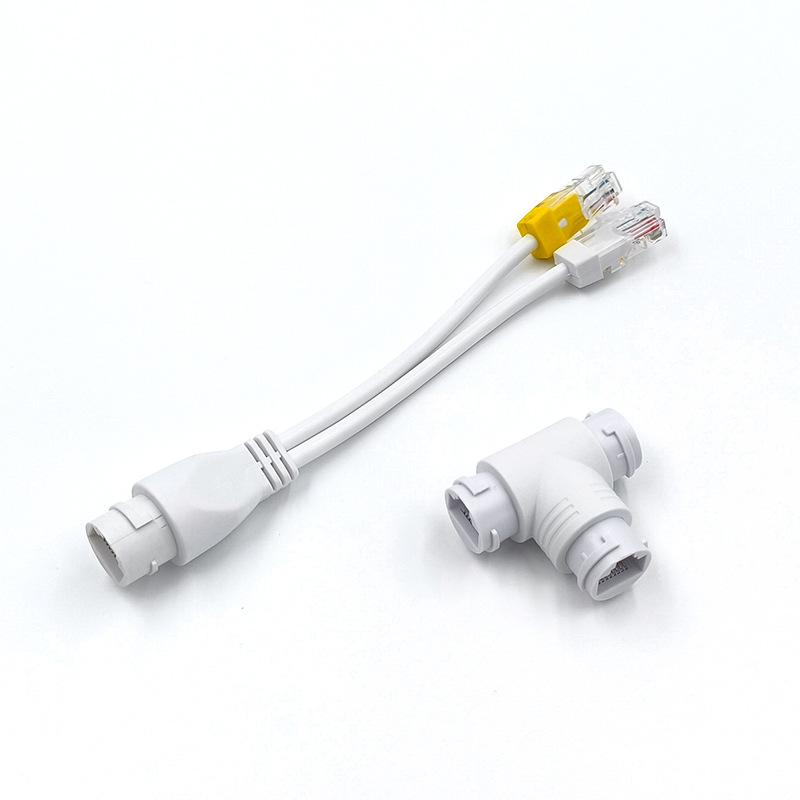 2 In 1 POE Splitter Adapter 3 Way RJ45 Connector Durable Stable Transmission for CCTV IP Camera Security Monitoring System