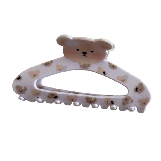 Women Shark Hair Claw Cartoon Bear Pattern Hair Clip Anti-slip розовый