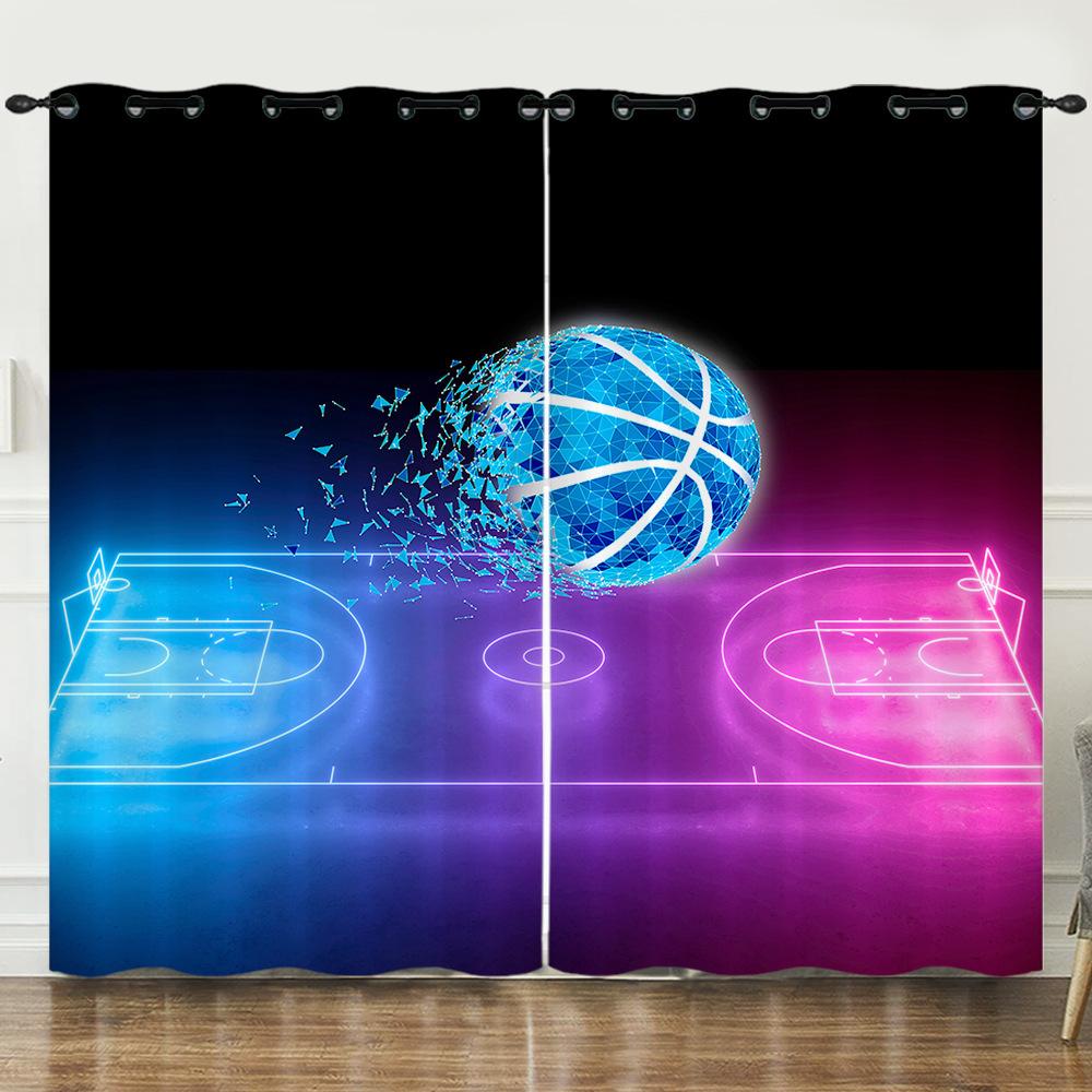 Curtains Bedroom Basketball Sports Digital Printing Blackout Curtains Perforated Curtains